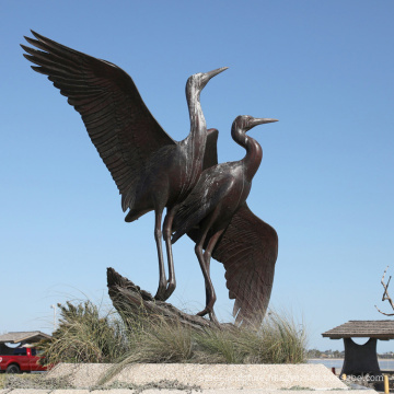 crane bronze water fountain